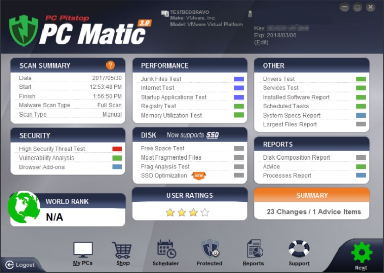 Pantalla principal del PC Matic.
