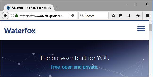 El navegador Waterfox.