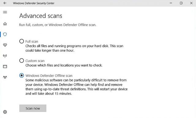 Microsoft Antivirus: Windows Defender Security Center